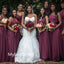 Mismatched One-shoulder V-neck Elegant Simple Long Bridesmaid Dressess, BDS0271