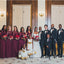 Mismatched Long sleeves A-line Pleats Side slit Elegant Simple Long Bridesmaid Dresses,BDS0200