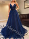 Elegant V-neck Sleeveless A-line Prom Dresses,PDS0980