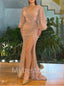 Elegant V-neck Long sleeves Side slit  Mermaid  Prom Dresses , PDS0413