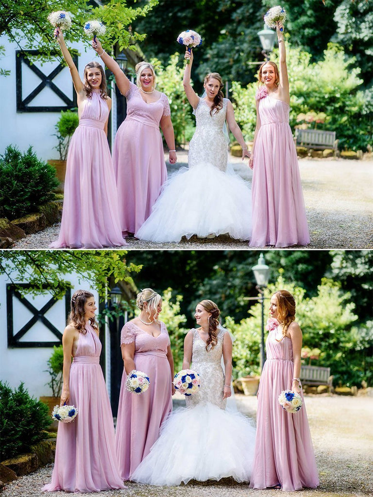 Mismatched Chiffon Lilac Custom Cheap Long Bridesmaid Dresses Online, WGY0246