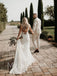 Simple V-neck Sleeveless Mermaid Lace applique Wedding Dresses, WDY0224
