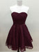 Sweetheart Cute Simpe Maroon Short Lace Homecoming Dresses 2018, BDY0259