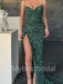 Sexy V-neck Spaghetti straps Side slit Mermaid Prom Dresses , PDS0377
