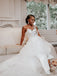 Newest One-shoulder Mermaid Satin Tulle Long Wedding Dresses With Train. WDS0111