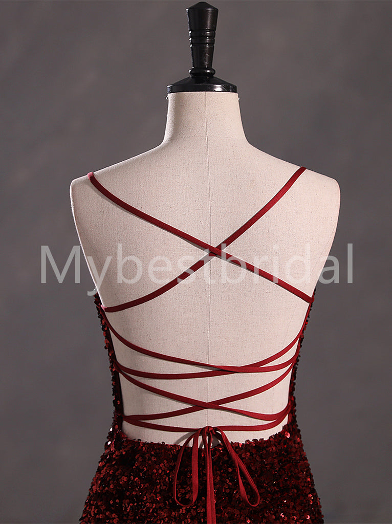 Sexy Square Spaghetti straps Mermaid Prom Dresses, PDS0514