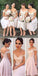 Mermaid Keen Length Short Floral A Line Bridesmaid Dresses.PDY0107