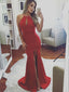 Mermaid Backless Side Split Red Evening Dresses,Cheap Prom Dresses,PDY0574