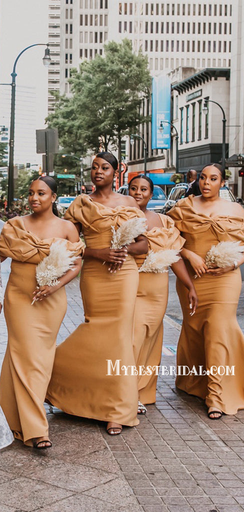 Sexy Off-shoudler Mermaid Long Bridesmaid Dresses Online, BDS0156