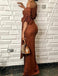 One Shoulder Orange Evening Dresses With Ruffles ,Cheap Prom Dresses,PDY0625