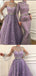High Neck A-line Sparkly Star Lace Lilac Long Prom Dresses,Cheap Prom Dresses,PDY0527