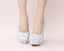 Handmade High Heels Round Toe Blue Lace Crystal Wedding Shoes, SY0111