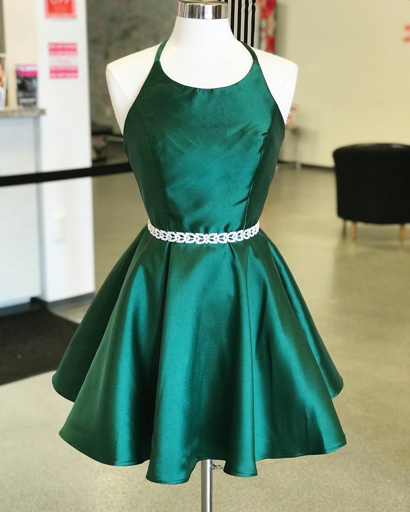 Sexy Emerald Green Backless Simple Short Cheap Homecoming Dresses Under 100,BDY0350