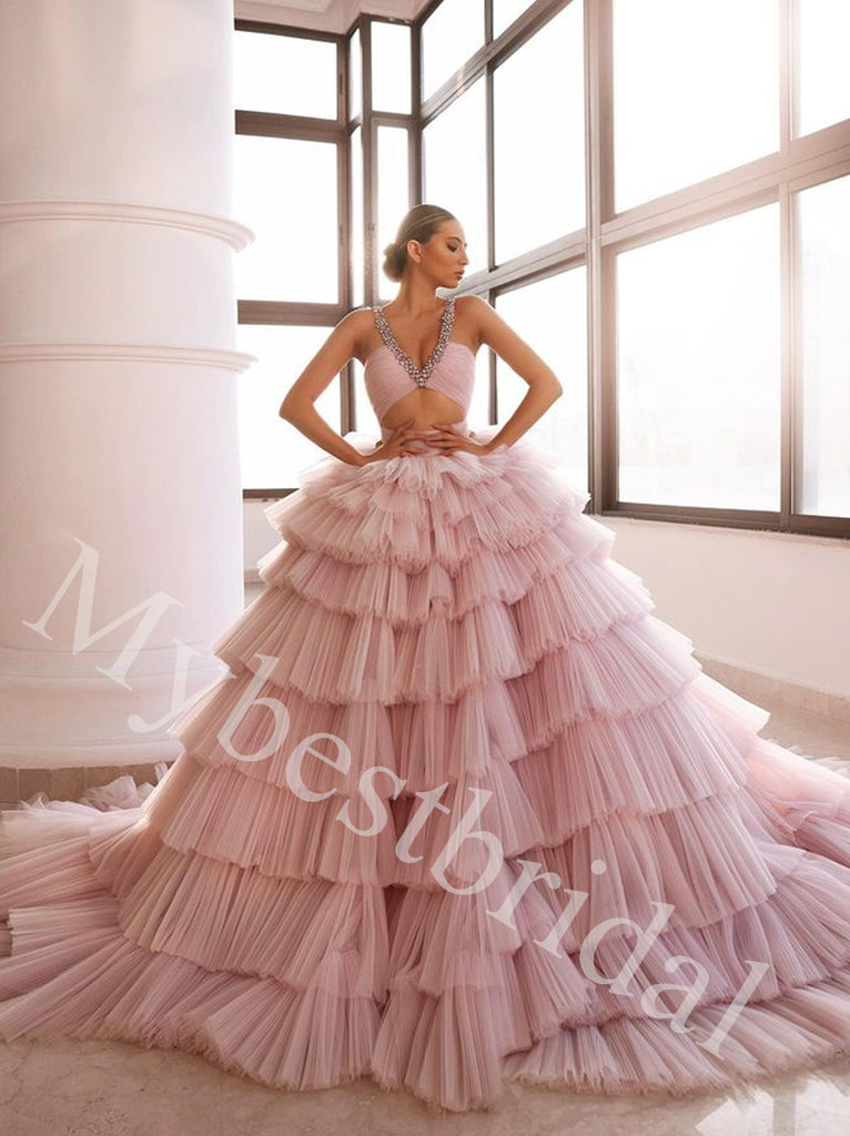 Elegant V-neck Strapless Sleeveless A-line Long Prom Dress,PDS1079