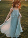 Spaghetti Straps Blue Chiffon Flower Girl Dresses,Older Flower Girl Dresses,FGY0185