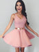 Dusty Pink V Neck Simple Short Cheap Homecoming Dresses Under 100, BDY0274