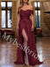 Elegant Strapless Off shoulder Side slit A-line Long Prom Dress,PDS1080