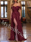 Elegant Strapless Off shoulder Side slit A-line Long Prom Dress,PDS1080
