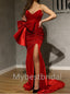Sexy V-neck Bowknot Side slit Mermaid Prom Dresses , PDS0421