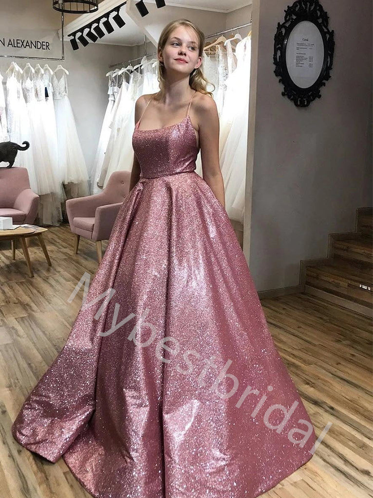 Sexy Square Sleeveless Simple A-line Prom Dresses,PDS0749