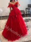 Red Elegant Sweetheart Off shoulder A-line Prom Dresses,PDS0989