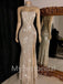 Elegant Square Spaghetti strap Side slit Mermaid Prom Dresses, PDS0425