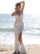 Sexy V-neck Side slit Mermaid Sequin Simple Prom Dresses ,PDS0319