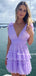 A-line V-neck Tulle Short Homecoming Dresses, HDS0045