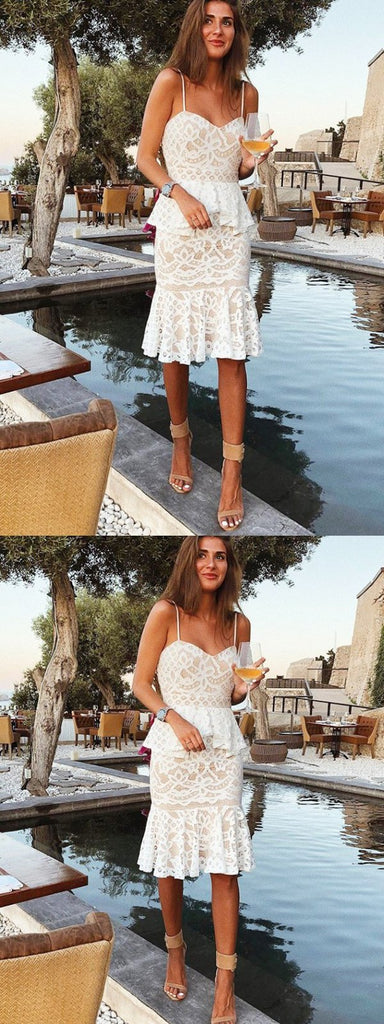 Sheath Spaghetti Straps Lace Homecoming Dress ,Short Prom Dresses,BDY0331