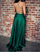 Spaghetti Straps A Line Navy Blue Prom Dress With Split Front,Cheap Prom Dresses,PDY0642