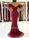 Elegant Sweetheart Off shoulder Side slit Mermaid Prom Dresses, PDS0532