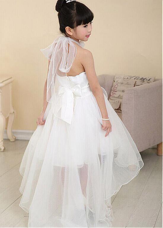 Sweet Organza Halter Neckline Hi-lo White A-line Girls' Formal Dress ,Flower Girl Dresses,FGY0173