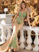 Fashion V-neck Mermaid Appliques Long Prom Dresses With Train, PDS0199