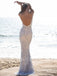Sexy V-neck Side slit Mermaid Sequin Simple Prom Dresses ,PDS0319