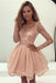 Stunning Lace Long Sleeves Illusion Short Cheap Homecoming Dresses 2018, BDY0293