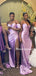 Simple Mermaid Soft Satin Side Slit Long Bridesmaid Dresses, BDS0167