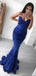 Mermaid Spaghetti Straps Pink/Blue Satin Evening Dresses,Cheap Prom Dresses,PDY0566