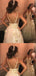 A-line Spaghetti Straps V-neck Gold Lace Evening Dresses ,Cheap Prom Dresses,PDY0604