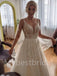 Sexy V-neck Spaghetti straps A-line Lace applique Wedding Dresses,WDY0316