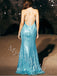 Sexy V-neck Spaghetti straps Sleeveless Sheath Prom Dresses,PDS1019