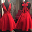 Short Cheap Simple V Neck Red Homecoming Dresses 2018, BDY0364