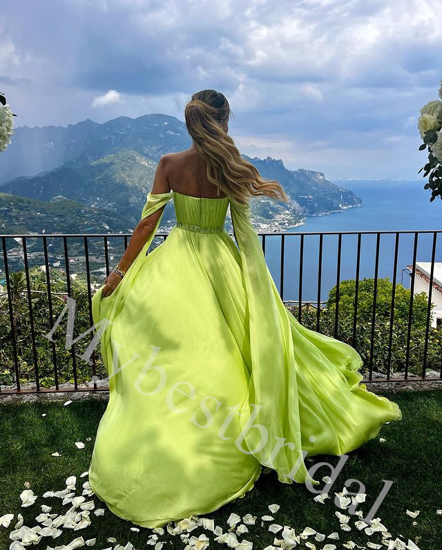 Sexy V-neck Sleeveless Side slit A-line Long Prom Dress,PDS1040