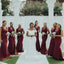 Sexy V-neck Mermaid Elegant Simple Long Bridesmaid Dresses,BDS0197