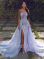 Elegant One-shoulder Side slit A-line Sleeveless Prom Dresses , PDS0365