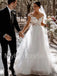 Elegant V-neck Off shoulder  A-line lace applique Wedding Dresses, WDY0281