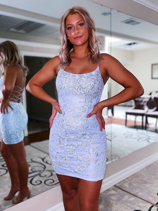 Spaghetti Strap Mermaid Tulle Short Homecoming Dresses, HDS0057