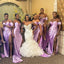Simple Mermaid Soft Satin Side Slit Long Bridesmaid Dresses, BDS0167