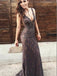 Mermaid V-neck Black Lace Evening Dresses ,Cheap Prom Dresses,PDY0605