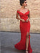 Sheath Off-the-Shoulder Red Satin Prom Dresses,Cheap Prom Dresses,PDY0491