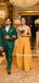 Mismatched V-neck Side Slit Long Simple Bridesmaid Dresses, BDS0140